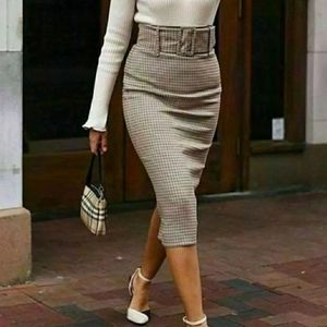 Zara plaid high waisted belted pencil skirt small